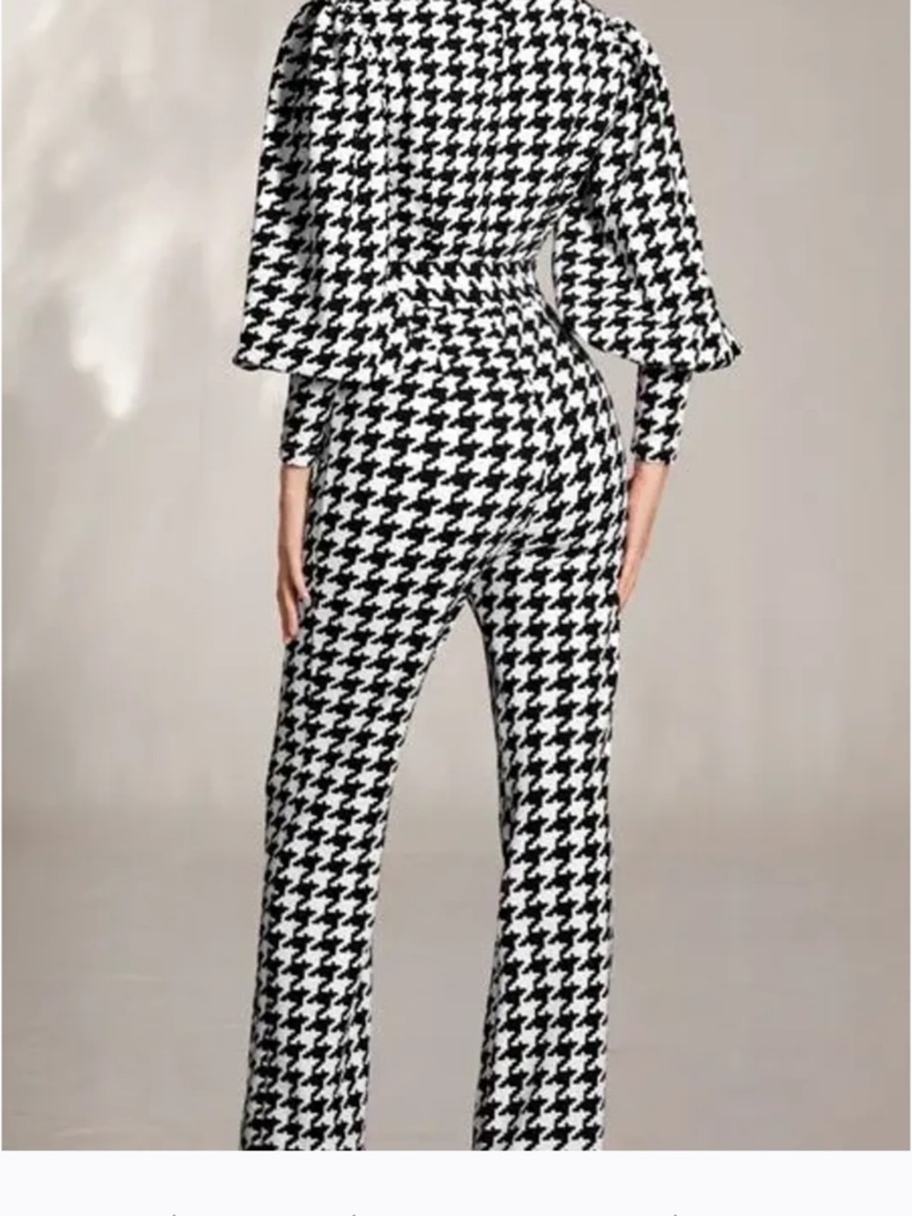 Houndstooth Wide-Leg Jumpsuit in Black & White - Picture 2 of 6